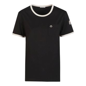 Moncler T-Shirts, female, Black, Size: L Logo T-shirt