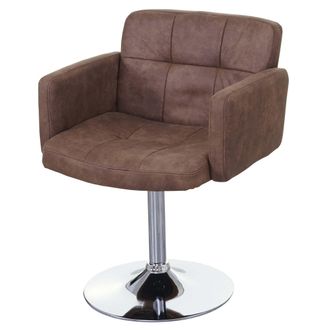 Hhg Silla De Comedor Orlando, Silla Giratoria, Imitaci&oacute;n De Ante Cromado Mvg-certificado, Vintage Marr&oacute;n