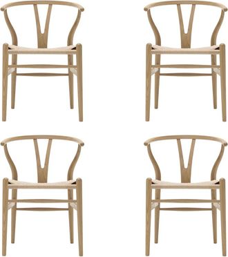 Carl Hansen & S&oslash;n Carl Hansen - CH24 Wishbone Chair, Eiche geseift / Naturgeflecht (4er-Set)