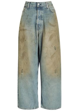Acne Studios Penicillin Dirt-effect Wide-leg Jeans - Mid Blu - XS (UK6 / XS)