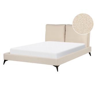 Beliani Beliani - Cama Con Somier 140 X 200 Cm Moderna Tapizada Boucl&eacute; Base Listones Beige Melle