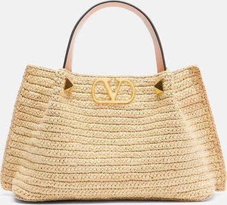 Valentino Garavani VLogo Small raffia tote bag