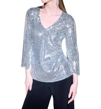 Joseph Ribkoff Sparkle Top In Silver Grey