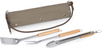 Legacy BBQ Roll Up 3 Piece Set - Green Canvas with Beechwood Tools at Nordstrom