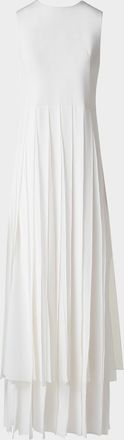 Akris Sleeveless Pleated Ribbon Silk Crepe Gown