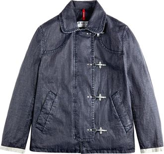 Fay Structured Boxy Blue Metal Toggle Jacket