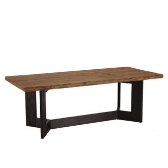 Macabane Mesa de comedor rectangular 220 x 100 cm, madera de pino reciclado