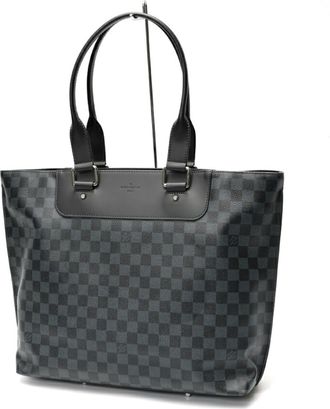 Louis Vuitton Damier Cobalt Black Canvas Leather Tote Bag (Pre-Owned)