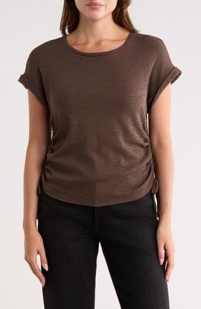 Bobeau Shirred Side Tie T-Shirt in Brown at Nordstrom Rack, Size X-Small