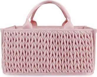 OEM Cesta Para Pa&ntilde;ales De Beb&eacute; De Poli&eacute;ster Trenzado Repujado En Color Rosa Suave, 36 &times; 23 &times; 17 Cm