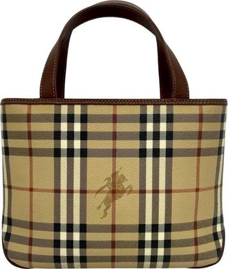 Burberry Beige Black Brown Red Color White Leather Pvc Handbag Tote Bag (Pre-Owned)