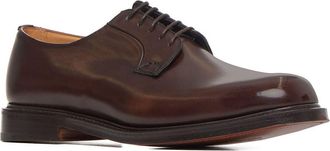 Churchs Mens Derby Shoes Shannon Brown Calf Leather Lace-Up Flat