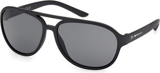 BMW BS0048 Polarized 02D Mens Sunglasses Black Size 61