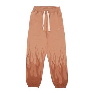 Vision Of Super Flames Print Lightweight Trousers Terracotta