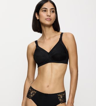 Triumph B&uuml;gelloser BH TRIUMPH Doreen + Cotton 01 N, Damen, Gr. 11,5, Cup E, schwarz, Microtouch, Obermaterial: 35% Polyester, 29% Polyamid, 22% Baumwolle, 13%