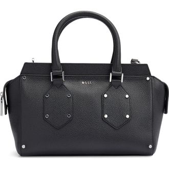 BOSS Small Ivy Leather Shoulder Bag in Blk at Nordstrom Rack