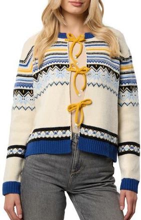 Saachi Fair Isle Tie Front Cardigan in Ivory Multi at Nordstrom Rack