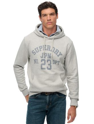 Superdry hoodie wit katoen opdruk met capuchon