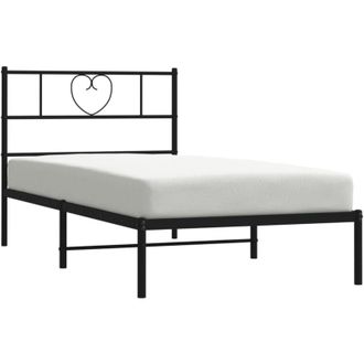 vidaXL Metal Bed Frame without Mattress with Headboard Black 90x200cm Vidaxl