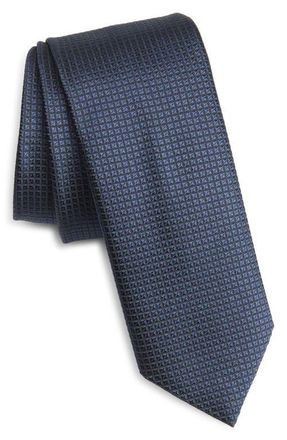BOSS Silk Blend Jacquard Tie in Dark Blue at Nordstrom