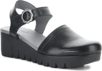 FLY London Vizi Ankle Strap Platform Wedge Clog in Black at Nordstrom, Size 10-10.5Us