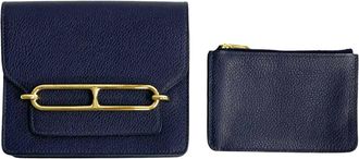 Hermès Navy Leather Wallet (Bi-Fold) (Pre-Owned)