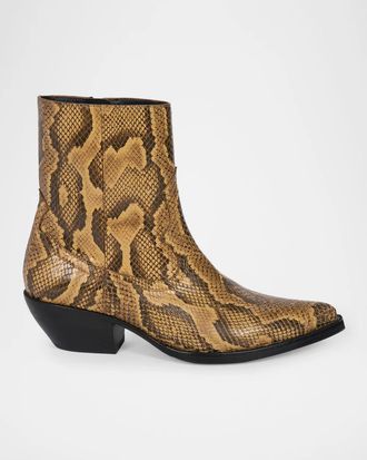 Amiri Snakeskin-Embossed Leather Ankle Boots