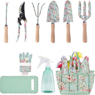 OEM Juego De 10 Herramientas Para Flores Y Jard&iacute;n Con Bolso De Mano, Kit De Jardiner&iacute;a Resistente Con Tijeras De Podar, Pala, Rastrillo, Pulverizador, Alm