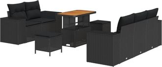 vidaXL Vidaxl - Garden Sofa Set Height-Adjustable 8 pcs Black Poly Rattan
