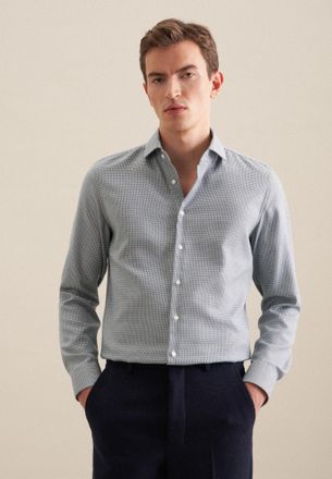 Seidensticker Businesshemd SEIDENSTICKER Slim, Herren, Gr. M (40), normale &Auml;rmell&auml;ngen, gr&uuml;n, 100% Baumwolle, Strukturmuster, slim fit, 2-Knopf-Manschette, Hemden B