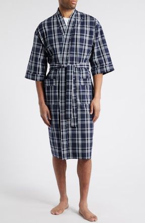 Majestic International Plaid Cotton Oxford Cloth Robe in Shade at Nordstrom