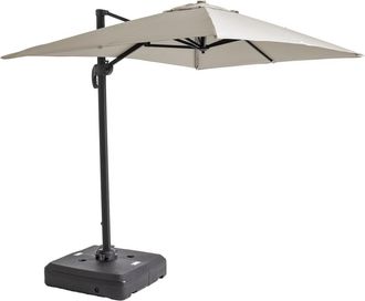 Oviala Parasol 2x3m Blanco 360&deg; Inclinable + Base con Ruedas