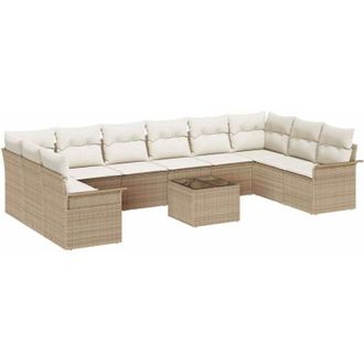 vidaXL Conjunto De Sof&aacute; De Jard&iacute;n Con Coj&iacute;n 11 Pcs Marr&oacute;n Polirat&aacute;n Vidaxl