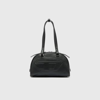 Diesel 1DR Dome - Leather Boston bag with embossed logo - Handbags - Unisex - Black