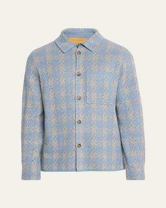 Guest In Residence Mens Light Blue Knit Button-Down Shirt