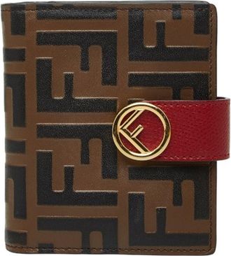 Fendi Brown Red Color Leather Wallet (Bi-Fold) (Pre-Owned)