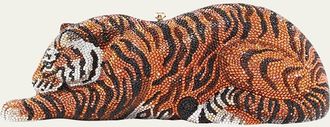 Judith Leiber Tiger Crystal Minaudiere, Copper