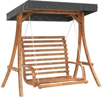 vidaXL Vidaxl - Swing Bench with Canopy Solid Wood Spruce with Teak Finish