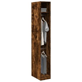 Berkfield Home Wardrobe Smoked Oak 30x50x200 cm Engineered Wood in Brown | Size: 30 x 50 x 200 cm