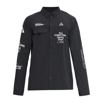 Nike Fitness, Heren, Grijs, 2Xl, Nylon, Aireez Button-Up Long-Sleeve Top