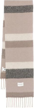 Marc O'Polo striped-pattern fringed scarf - Beige