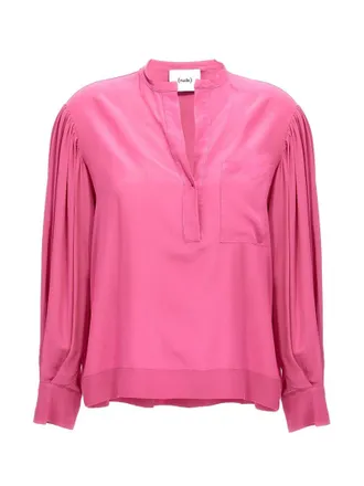 Nude Multicolor Silk Womens Blouse