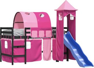 vidaXL Vidaxl - Cama Alta Para Ni&ntilde;os Con Torre Madera Pino Rosa 80x200 Cm