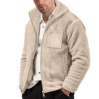Generic Fleece Jacket Men Mens Coats and Jackets Winter Coat with Hood Mens Sherpa Lined Full Zip Up Hoodie Sweatshirt Work Business Casual