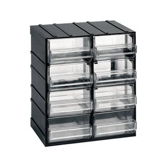 Dmora Cajonera De 8 Cajones, Organizador De Almacenamiento Con Cajones Transparentes, 100% Made In Italy, 19x15h23 Cm, Color Negro - Dmora