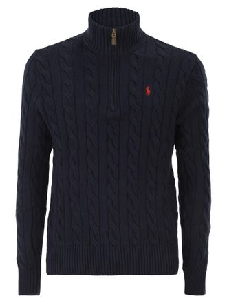 Polo Ralph Lauren Cotton Cable Knit Jumper With Zip Fastening