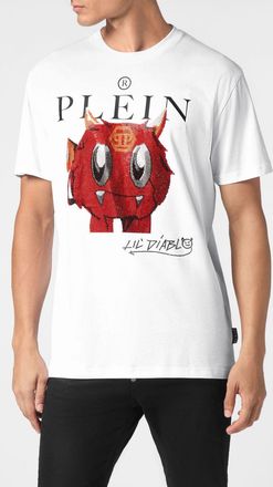 Philipp Plein T-shirt in cotone con stampa grafica e applicazioni di strass