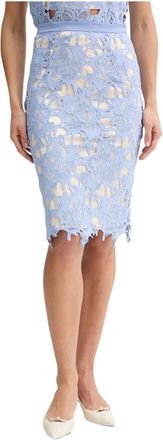 Fracomina Nauwsluitende midi-rok met kant - Dames - Kokerrokken - Blauw - XS - Polyester - Rokken