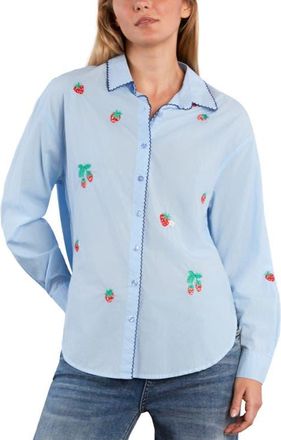 BILLY T Strawberry Kisses Button-Up Shirt in Windsurfer Blue at Nordstrom, Size X-Small