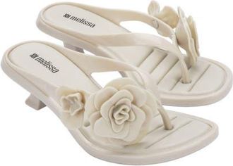 Melissa Petals Kitten Heel Flip Flop in Beige at Nordstrom, Size 10